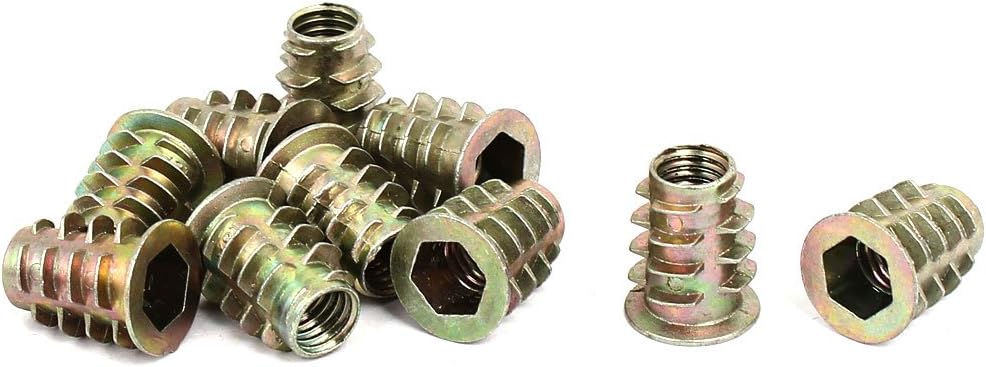 M8x18mm Interface Hex Socket Threaded Insert Raised Round Head Nuts 10pcs for Wood Furniture