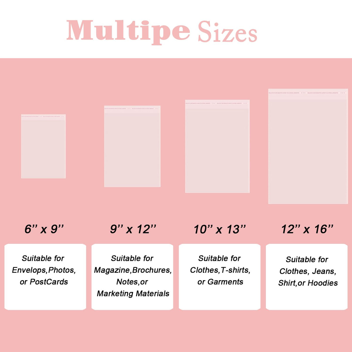 LinkMejor 12"x16" Kendi Kendine Kapalı Selliş Bezi Torbalar