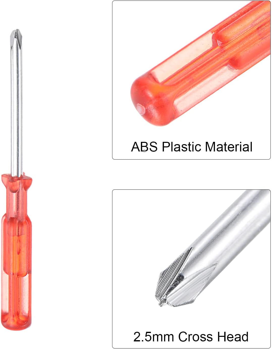 Mini Phillips Schraubenzieher, 2,5mm Kreuzkopf 65mm Länge für Reparatur kleiner Geräte, 5 Stk