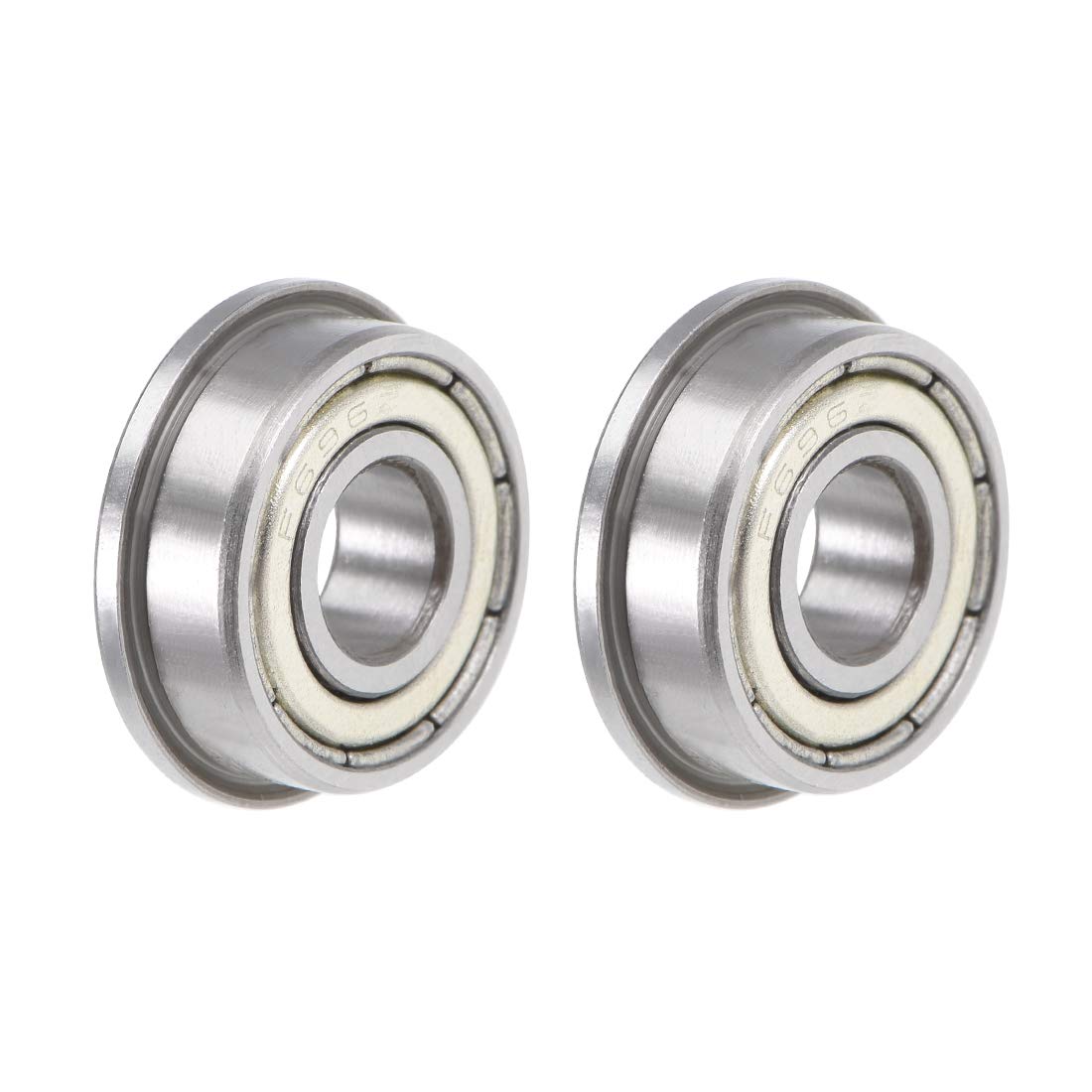 F696ZZ Flange Ball Bearing 6x15x5mm Shielded Chrome Bearings 2pcs