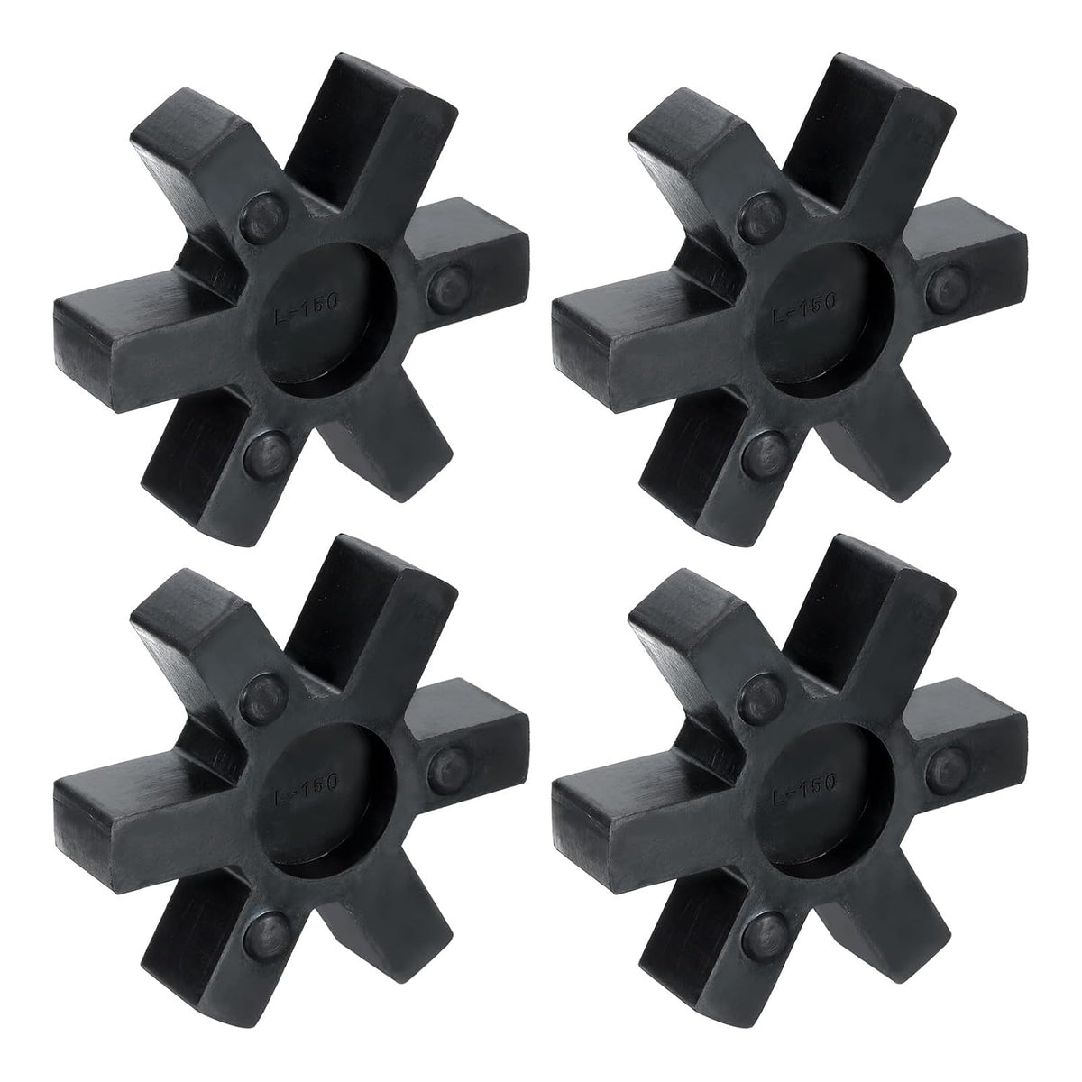 4pcs L150 Jaw Coupling Insert, Flexible Solid Type NBR Rubber Jaw Coupling Center Inserts for L Jaw Coupling L-Jaw Coupler Set, Black