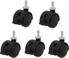M6 Thread 1.2-inch Dia Nylon Wheel Rotary Brake Caster Roller 5pcs