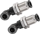 2 End 8mm Tube Push Lock Elbows, M16 L Shape Bulkhead Union Air Fittings 2pcs