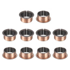 10Pcs Flanged Sleeve Bearings, 25mm Bore x 28mm OD x 15mm Length x 35mm, Sintered Bronze Wrapped Oilless Bushings