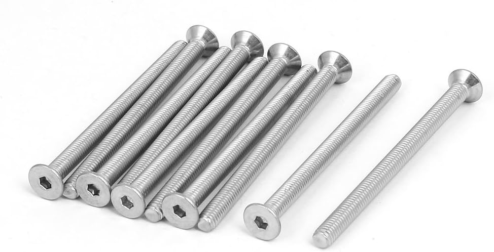 M5x70mm 304 Stainless Steel Flat Head Hex Socket Screws Fastener DIN7991 10pcs