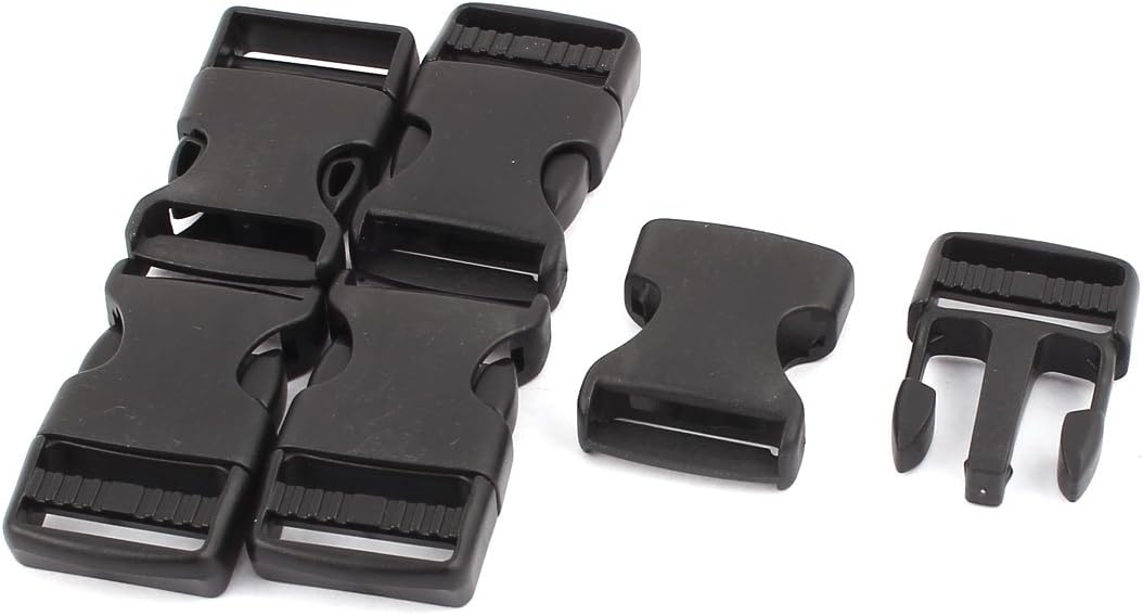 LinkMejor 2.5cm Width Strap Band Packbag Side Quick Release Buckle 5pcs Black