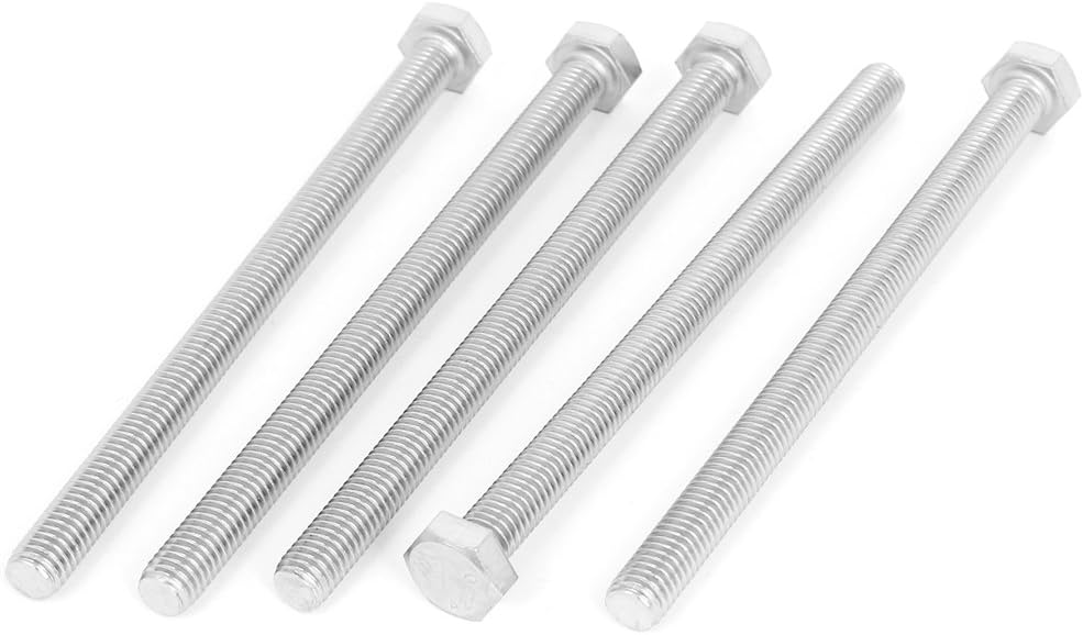 M8 x 120mm Thread Stainless Steel Hex Hexagon Head Screw Bolt 5 Pcs