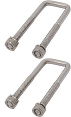 M6 Thread 20mm Inner Width 304 Stainless Steel Square U Bolt Silver Tone 2pcs