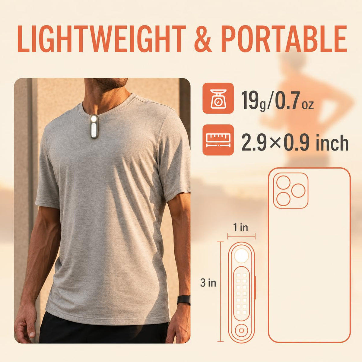 Clip On Flashlight, Rechargeable Running Light for Runners and Dog Walking