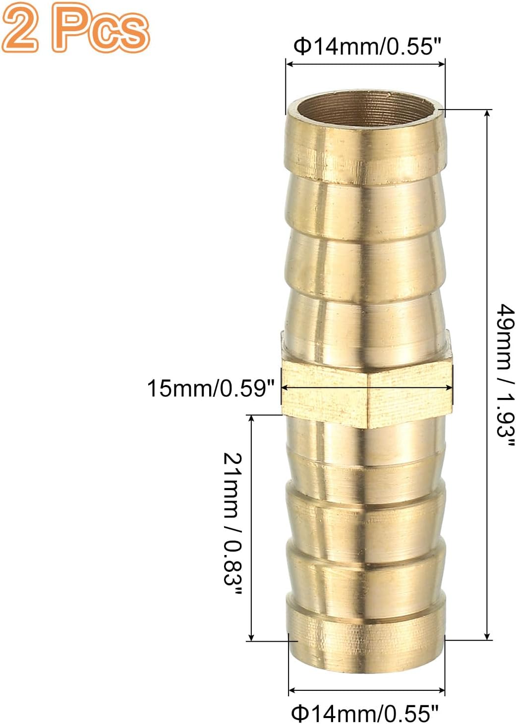 2 Pcs Kupfer Rohr Kugelgelenkgerät gerader Stecker Kupplung, 9/16" ID Kupfer Fitting Luftschlauchanschlüsse zum Verbinden von Wasser Kraftstoff Luft, Öl Schläuche
