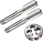 M12 x 1 Metric Tap and Round Die Set H2 High Speed Steel Right Hand Uncoated 4 Straight Flutes Machine Thread Milling Tapping Threading Die DIY Tool Alloy Steel 3pcs