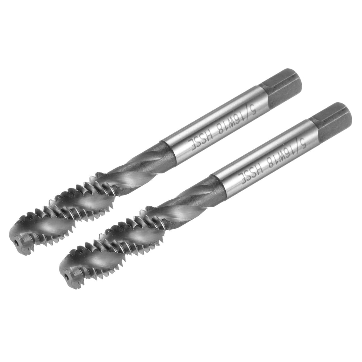 2pcs Spiral Flute Thread Taps, 5/16-18 BSW H2 Screw Threading Tap, Machine Tapping Tools for Machinist Repair (M35 Cobalt High Speed Steel (HSS-CO), Uncoated)