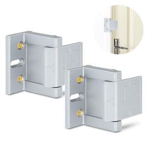 LinkMejor 2 Pack Door Latches for Top of Door, Silver Door Reinforcement Lock for Home and Hotel, Security with Stainless Steel Screws