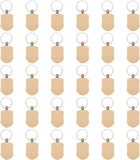 30pcs Wooden Keychain Blanks, Wood Engraving Blanks Key Chain, Unfinished Wood Key Tags Key Rings Wood Key Chain Bulk for DIY Gift Crafts (Shield Shape)