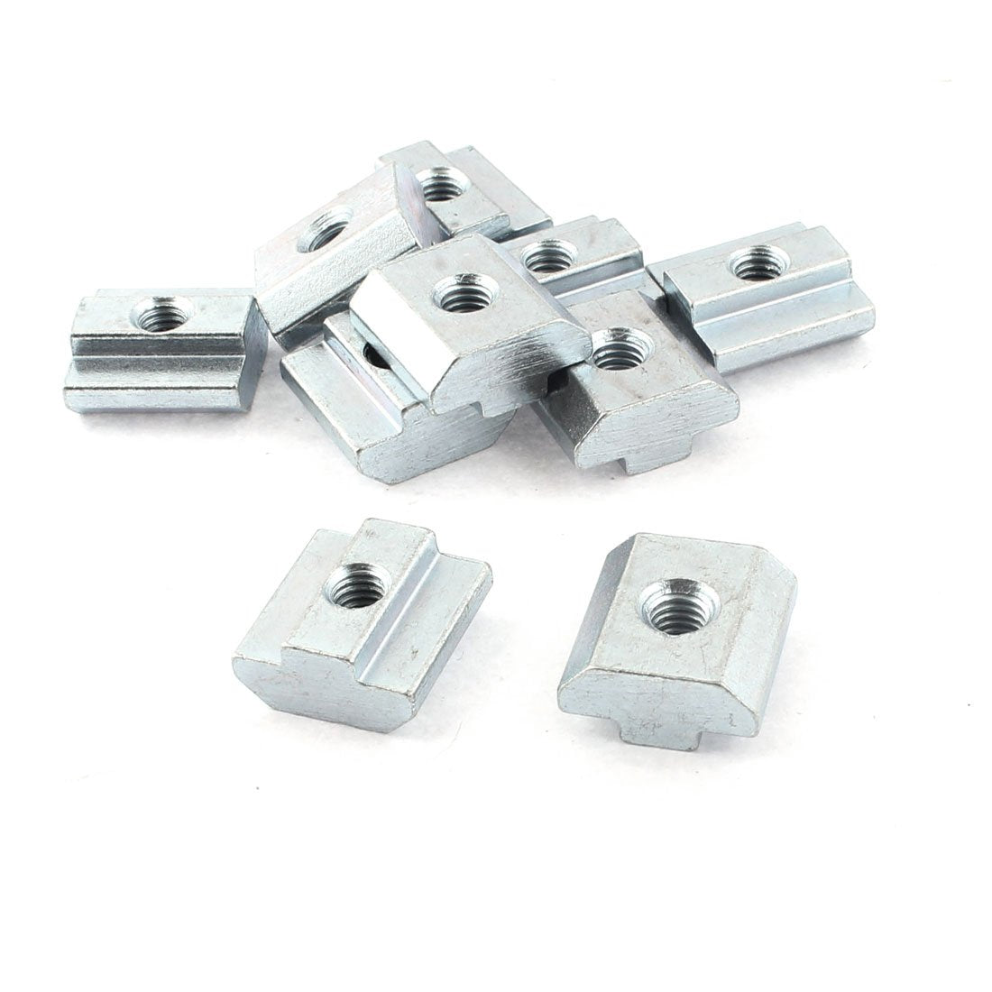 M6 Female Thread Slide in Metal T-Slot Nut 10pcs Silver Tone