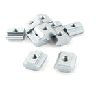 M6 Female Thread Slide in Metal T-Slot Nut 10pcs Silver Tone