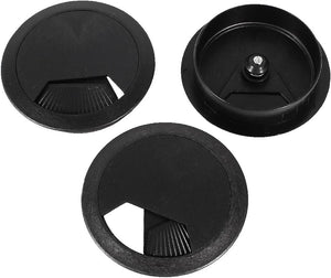 PC Desk Black Plastic 60mm Diameter Grommet Cable Hole Cover 3 Pcs