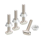 3030-M6 t Slot Drop-in Bolt and M6 Hexagon Flange Nut Set, 8 Sets Hammer Head T-Bolt t Shape Stud Sliding Screw for European Standard 30 Series Aluminum Profile (M6x35mm)