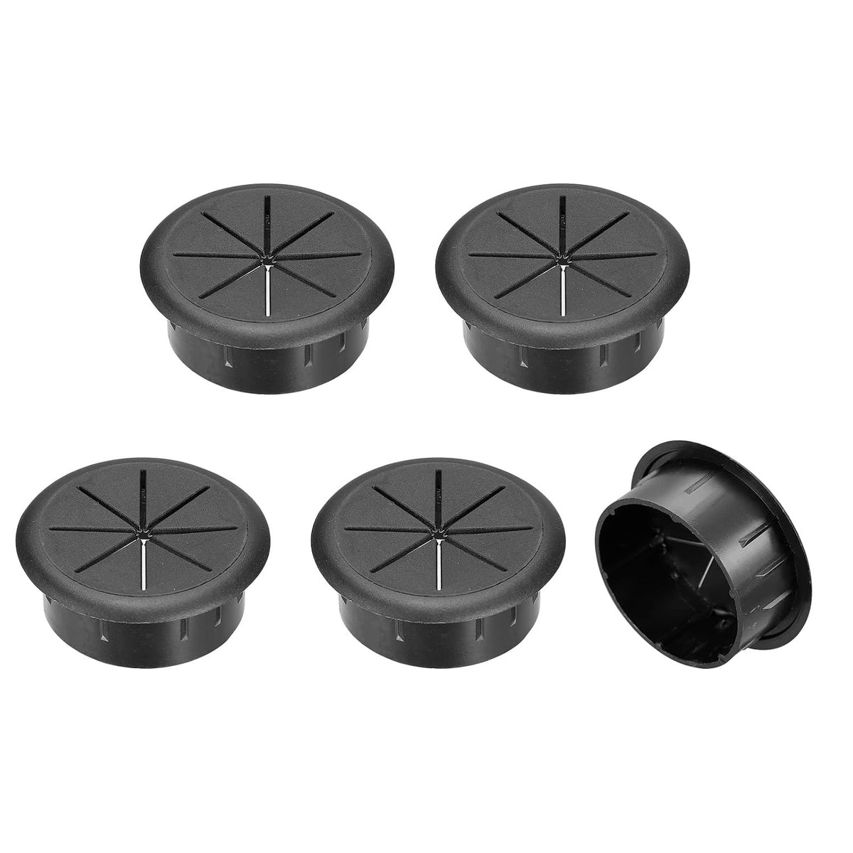 Cable Hole Cover, 5Pcs 49mm/2Inch ABS Desk Cable Wire Cord Grommet Hole Cover for Office Computer Desk Wire Organizer, Black