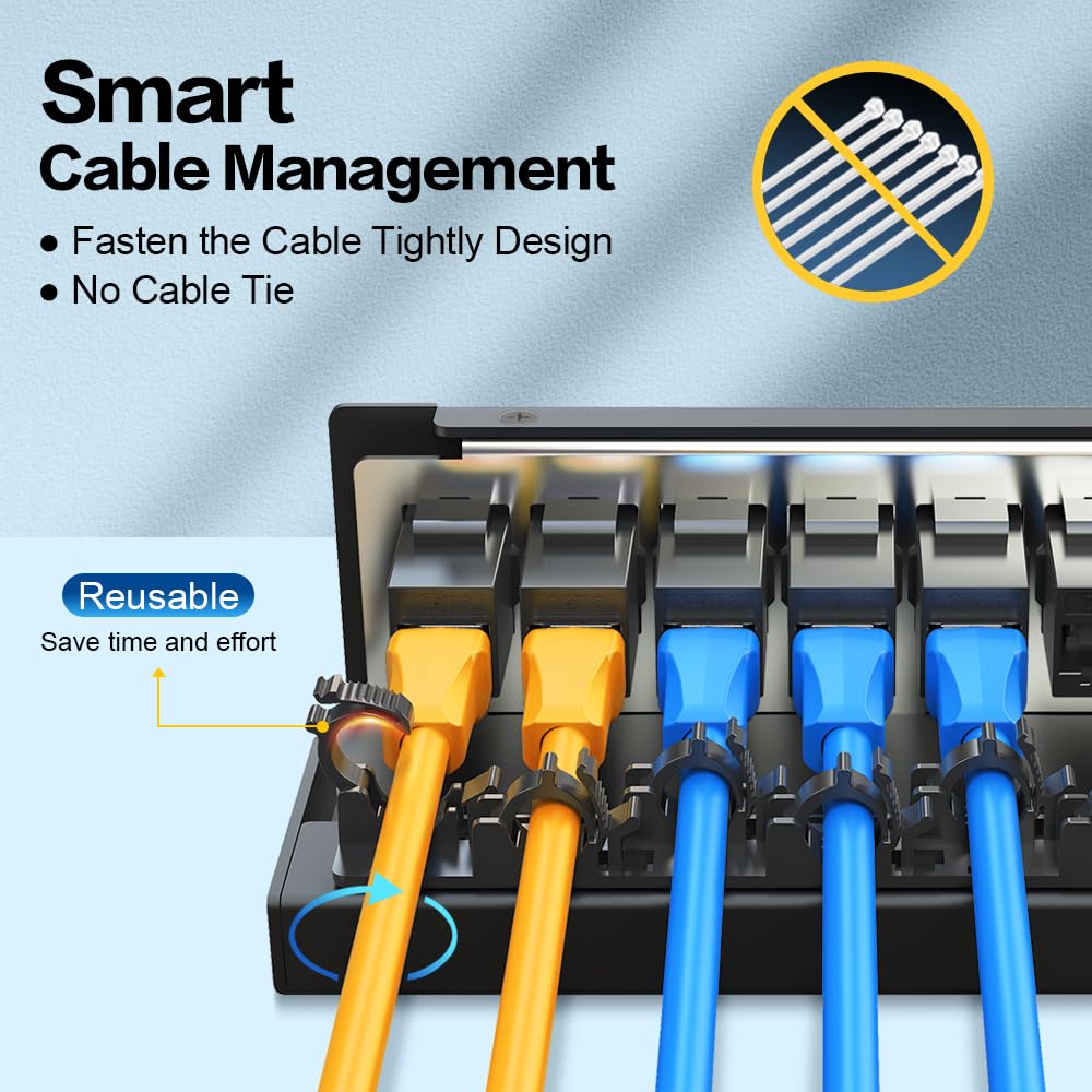 LinkMejor 6Port Patch Panel CAT6 Keystone Patch Panel Skjermet Nettverks Patch Patch med Smart Kabelhåndtering for Hjemme/Office Nettverk (1U 6Port, CAT6)