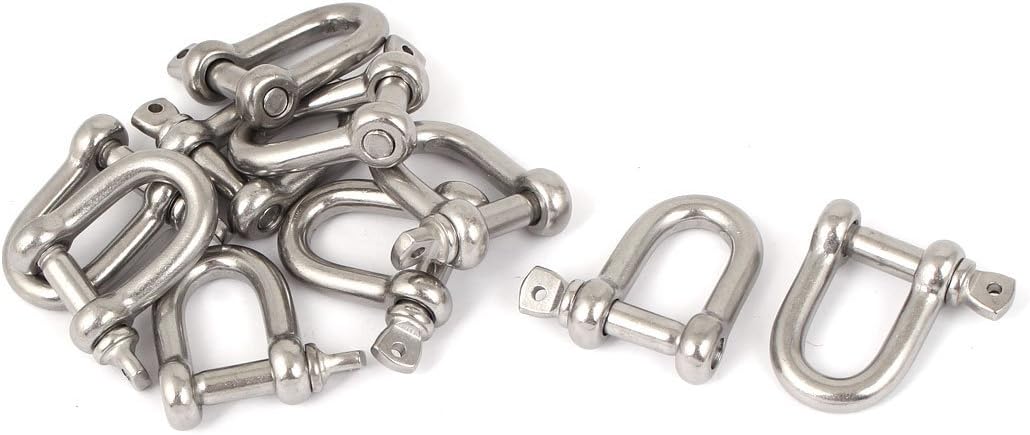 10 Pcs Stainless Steel Wire Rope Fastener Bow Shackles 6mm Thread