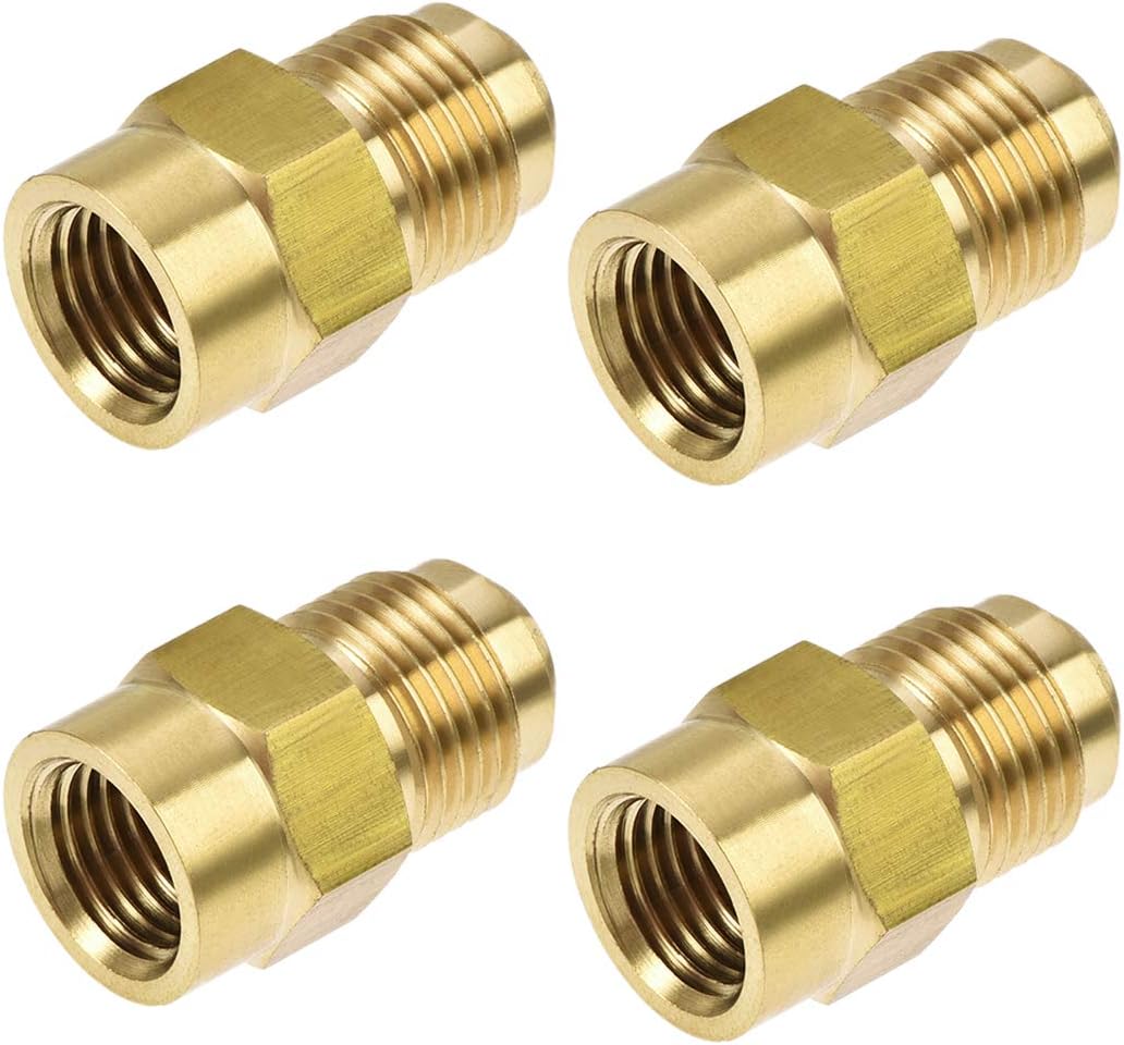 Brass Pipe fitting, 5/8-18UNF Flare Male to 1/4NPT Female Thread, Tubing Adapter Hose Connector, for Air Conditioner Refrigeration, 4Pcs