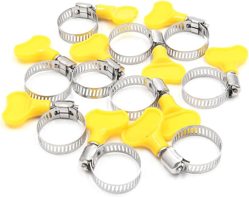 10Pcs Car Metal Adjustable 16-25mm Hose Clamp Fuel Tube Tight Clip W Plastic Handle