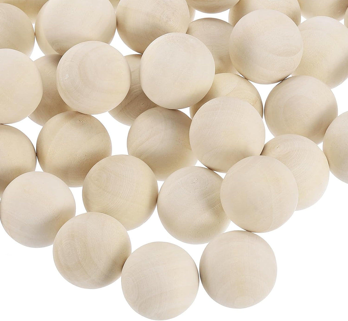 50pcs Round Wood Balls 25mm 1 inch Diameter Unfinished Solid Wooden Spheres, Natural Wood Craft Balls for DIY Craft Projects Art Ornaments