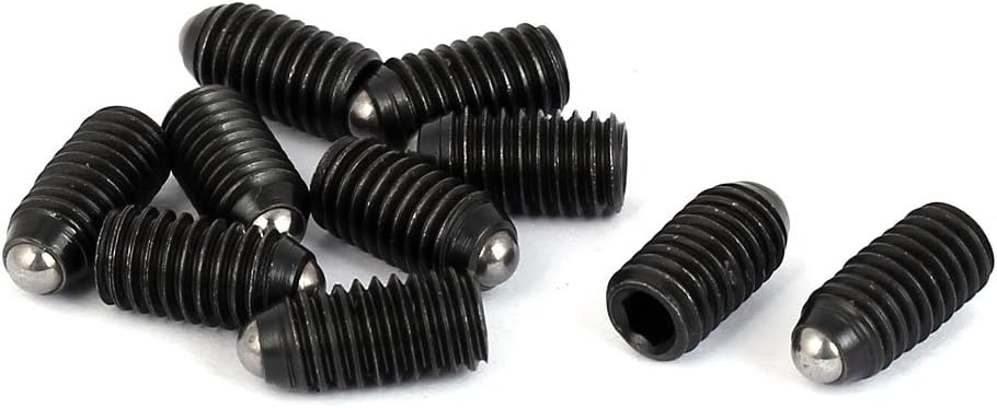 M6 x 10mm Hex Socket Drive Spring Ball Plunger Screw Black 10pcs