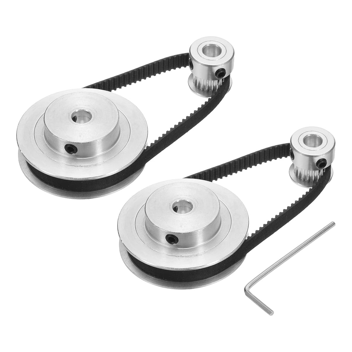 2 Set GT-2 Synchronous Wheel 20&60 Teeth 6.35mm Bore, Aluminum Alloy Timing Pulley Wheel with 2Pcs Length 200mm, Width 6mm Belt for 3D Printer, CNC Machine (20-60T-6.35B-6)