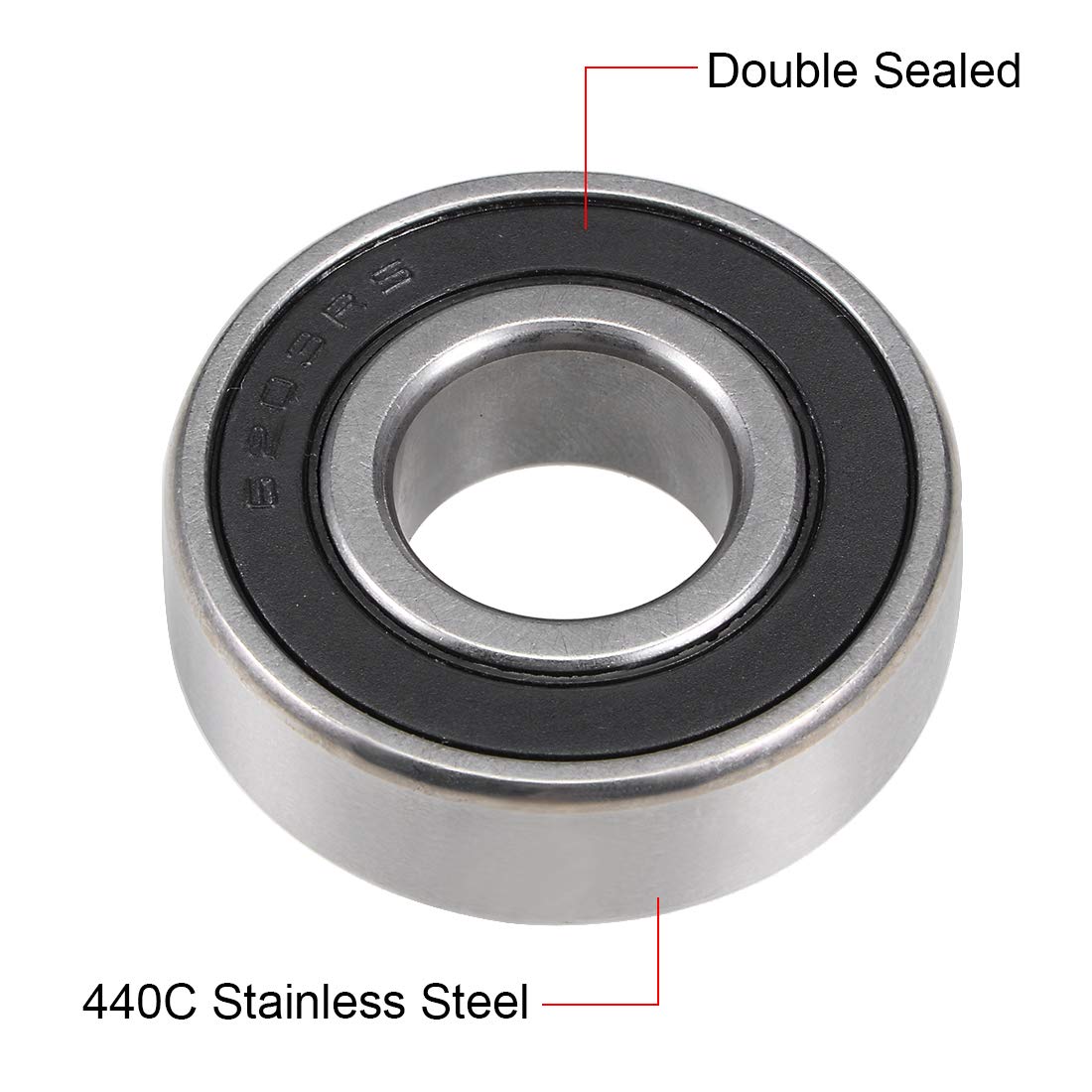 S6203-2RS Stainless Steel Ball Bearing 17x40x12mm Double Sealed 6203RS Bearings 1-Pack