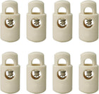 LinkMejor 8pcs Spring Cord Locks Plastic End Stopper Single Hole Toggle Fastener Rope End for Drawstrings, Shoelaces, Tents, Tie-Downs, Beige