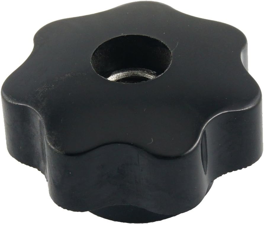 M10 10mm Dia Thread Black Plastic Star Head Clamping Knob Grip