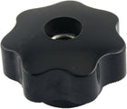 M10 10mm Dia Thread Black Plastic Star Head Clamping Knob Grip