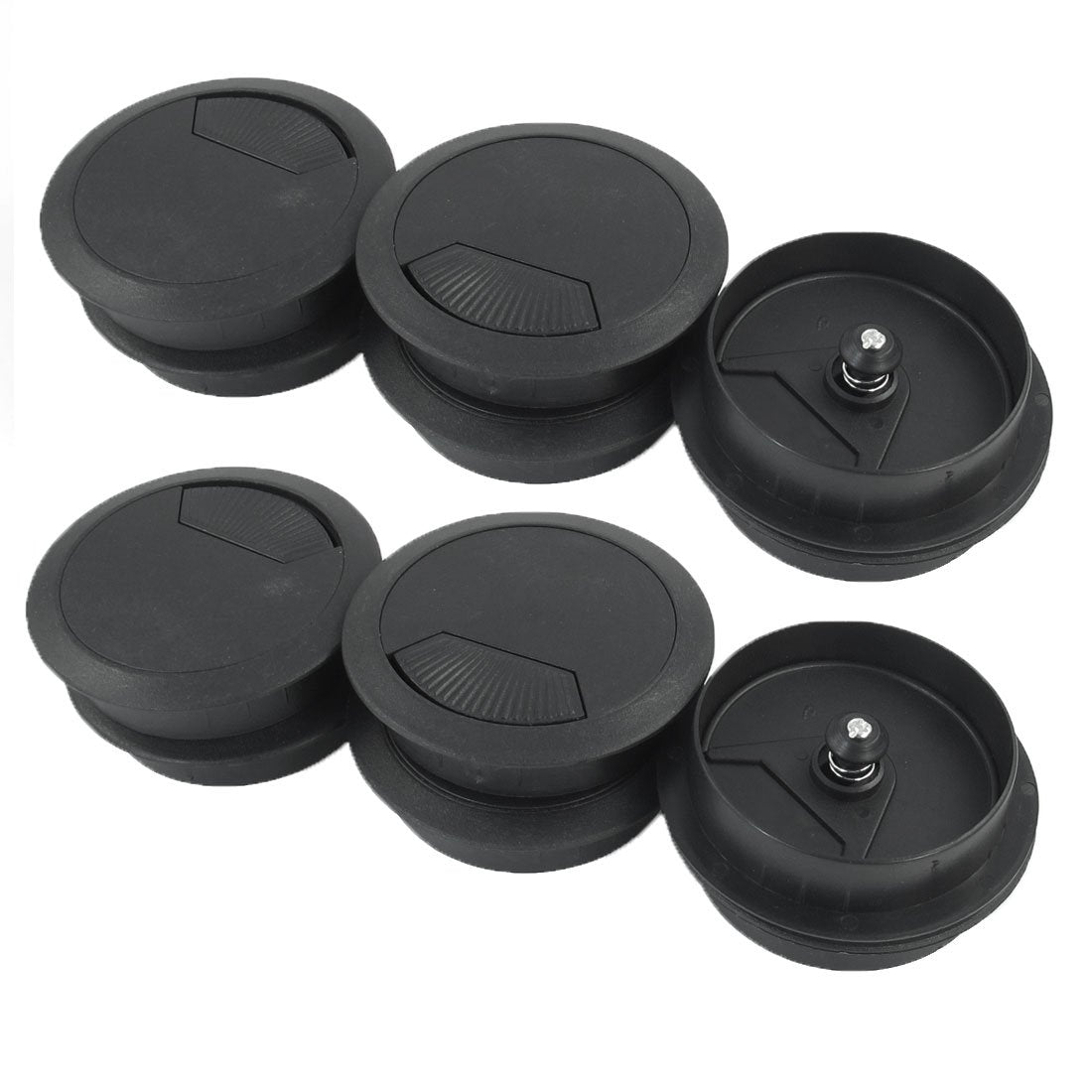 6 Pcs Cable Wire Cord Hole Cover 60mm Dia Computer Desk Grommet Black