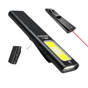 LinkMejor X9 Pro Ultra Flad EDC Lommelygte, med Rød Laser, Sort