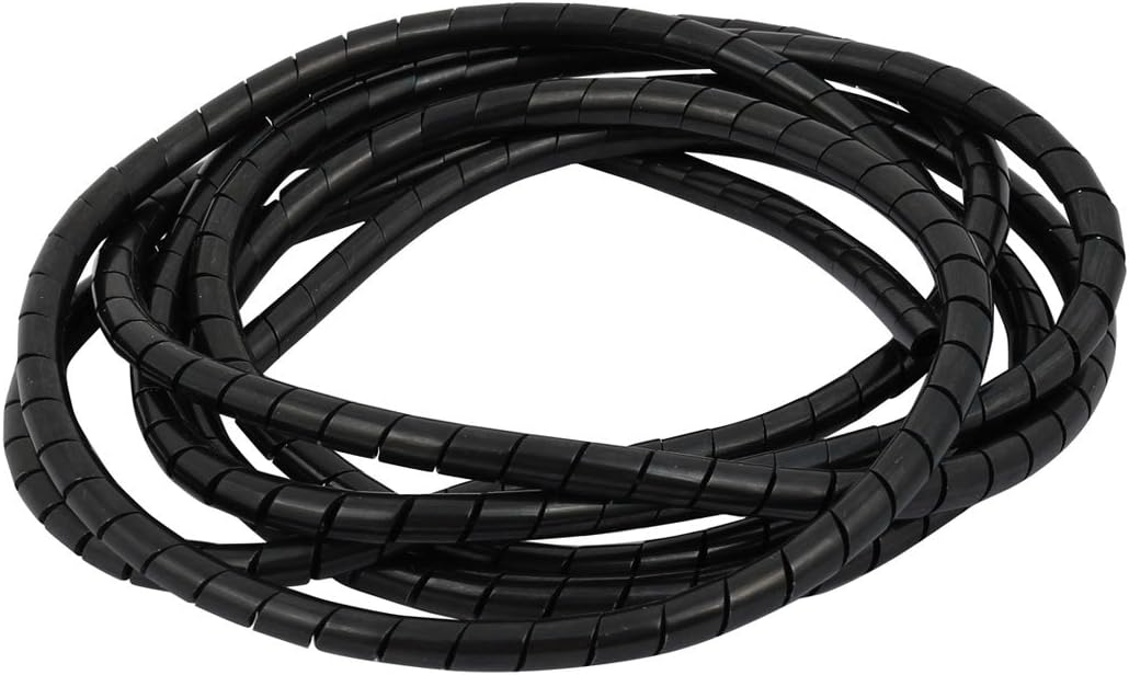 6mm Diameter Flexible Spiral Tube Cable Wire Wrap Manage Cord Black 2Meter Long