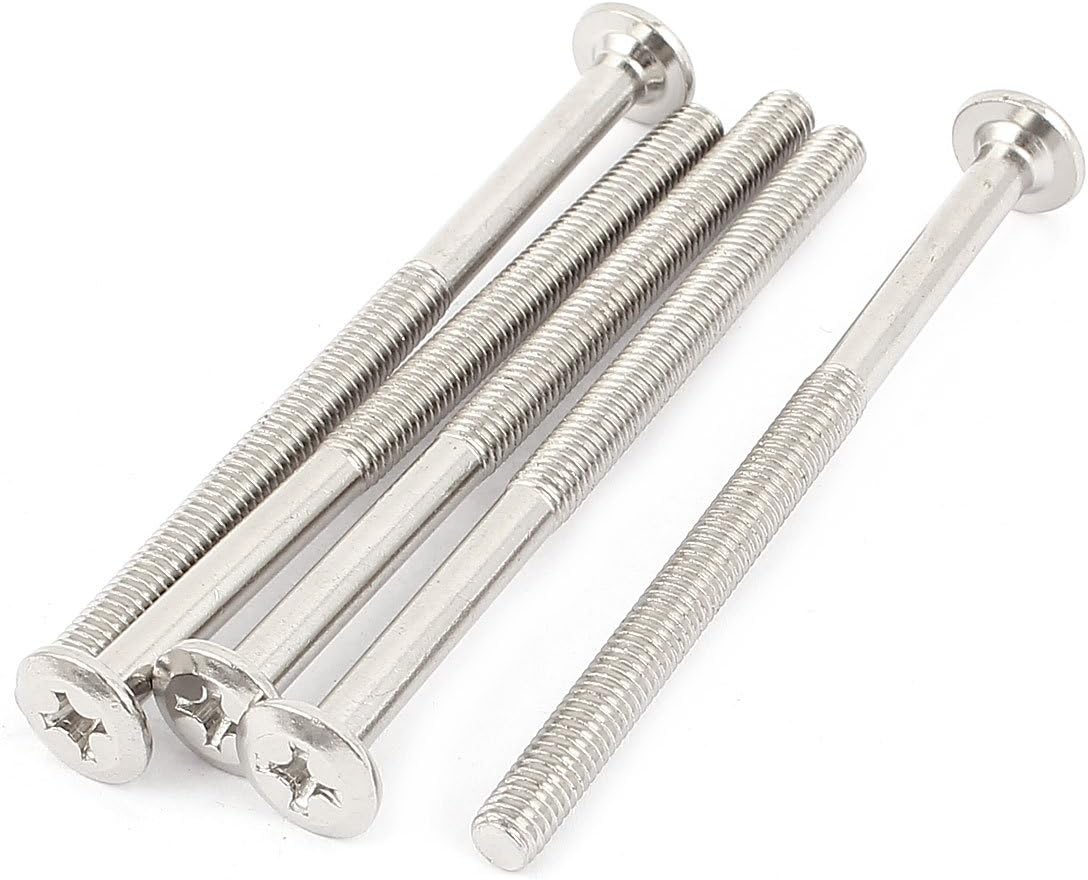 M6x90mm Male Thread Phillips Flat Head Bolt Screw Suitable for Double Bed Furniture TV Rack Wall Hanging 5pcs