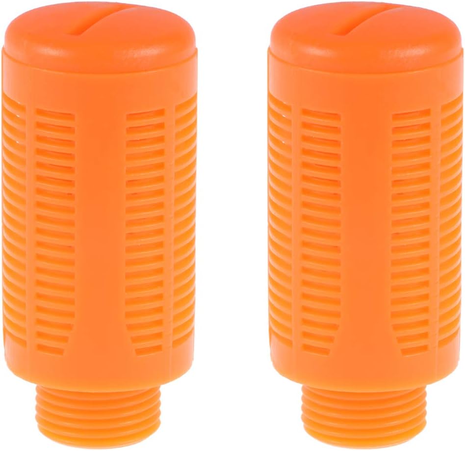 Plastic Pneumatic Muffler Exhaust Air Line Silencer 3/8 PT Orange, 2pcs