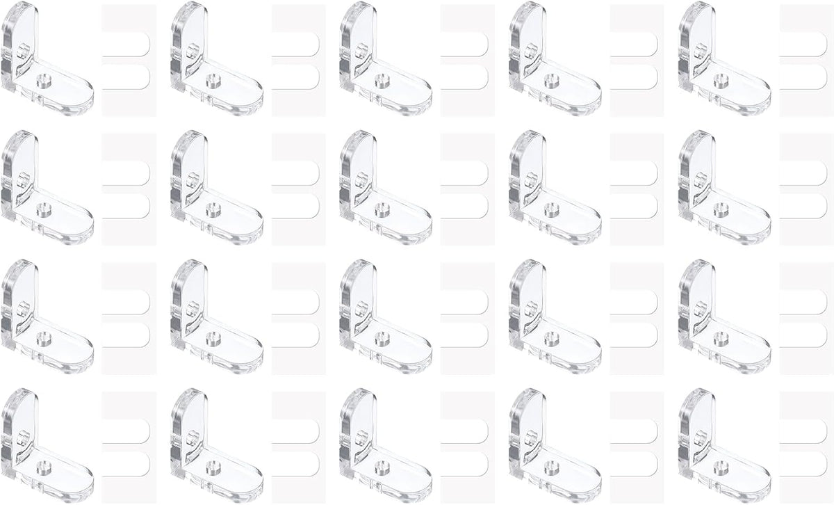 20 Set Acrylic Corner Bracket, L-Shaped Corner Connector Joint Hanger Brace Brackets Transparent w/Sticker for DIY Display Box