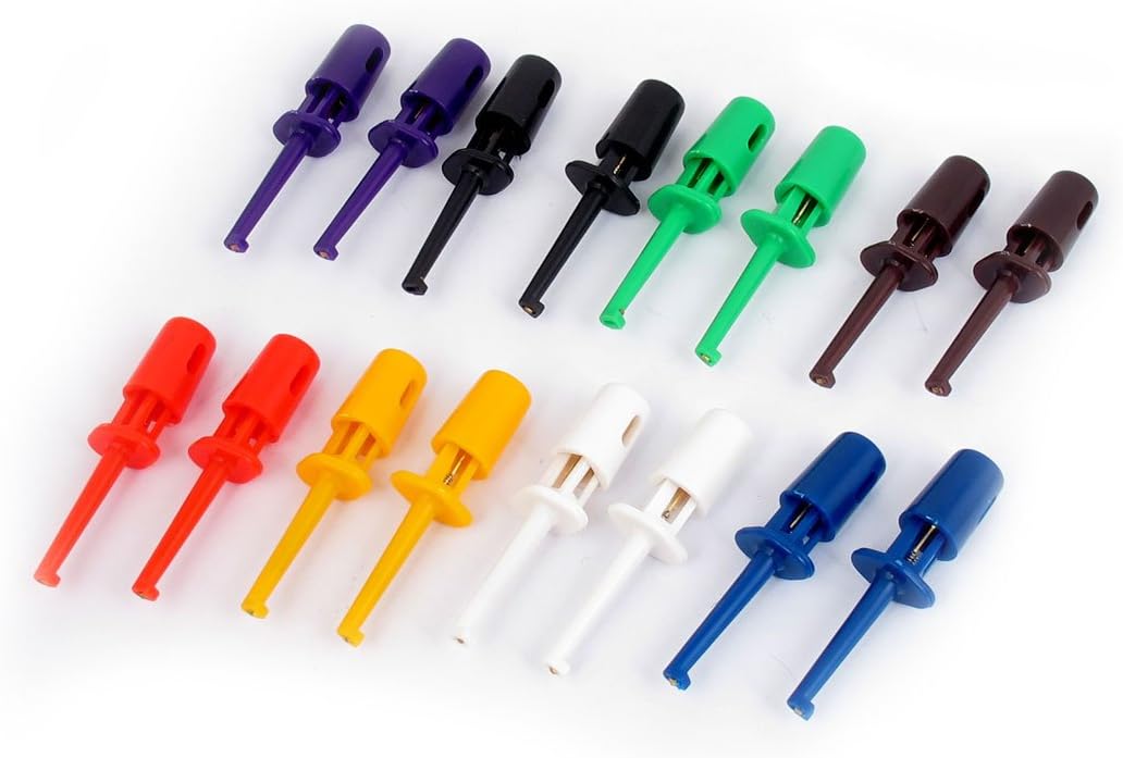 Electrical Voltmeter Lead Wire Testing Hooks 42mm Multicolor 8 Pairs