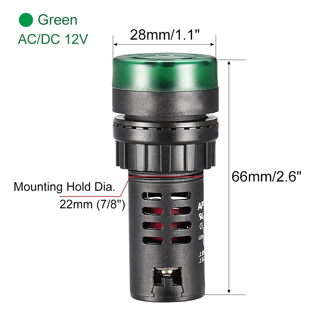 5Pcs Red Light with Buzzer AC/DC 12V, 22mm Panel Mount Flashing Alarm, for Electrical Control Panel, HVAC, DIY Projects