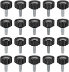 M4 x 10mm Metric Male Thread Knurled Clamping Knobs Grip Thumb Screw on Type Plastic Threaded Hand Bolt Knobs Black 20 Pcs