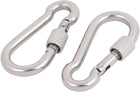 5mm Thick 304 Stainless Steel Spring Snap Hook Carabiner Screw Lock Keyring 2pcs