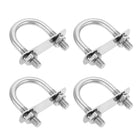 M10 Round U-Bolts, 4 Sets 38mm(1.5") Inner Width 70mm(2.76") Length 201 Stainless Steel U-Clamp Bolt with Plates & Nuts for Automobile, Trailer, Boat Trail, Silver