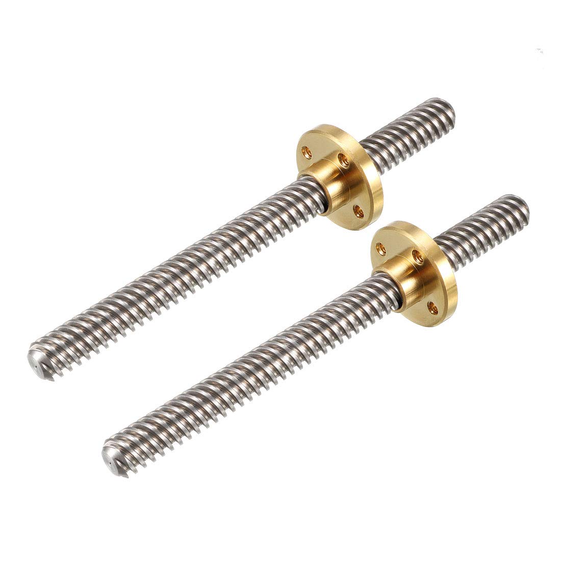 100mm Length T8 8mm Dia Stainless Steel Lead Screw Rod with Copper Nut for 3D Printer Z Axis (2pcs)