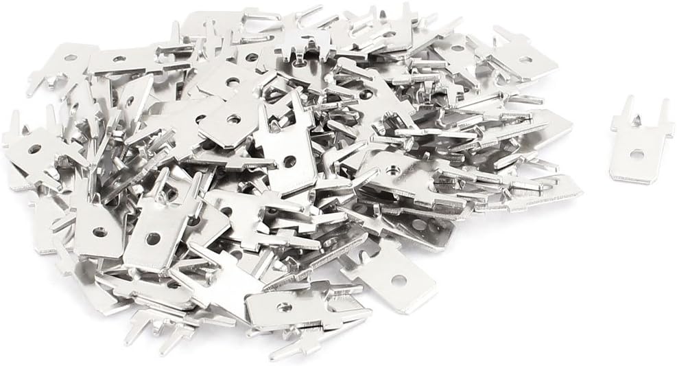 100 Pcs 6.3mm Dia Male Insulated Crimp Spade PCB Male Terminal Fasten Connector