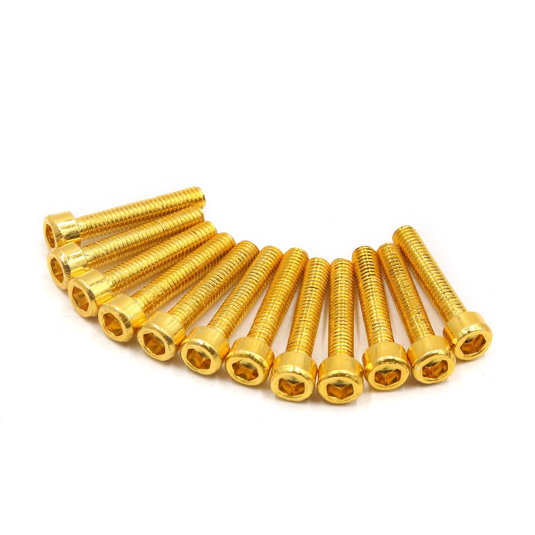 12 Pcs Gold Tone Metal 6mm Thread Dia Hexagon Bolts Screws for Motorcycle
