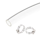 PVC Clear Vinyl Tubing, 16mm(5/8") ID 20mm(25/32") OD 6.6ft Plastic Pipe Air Water Hose with Clamps
