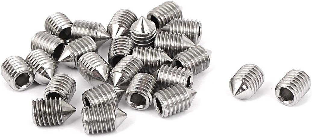 M8x12mm Stainless Steel Cone Point Hex Socket Grub Screws 25pcs